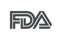Bold FDA certification logo in charcoal grey