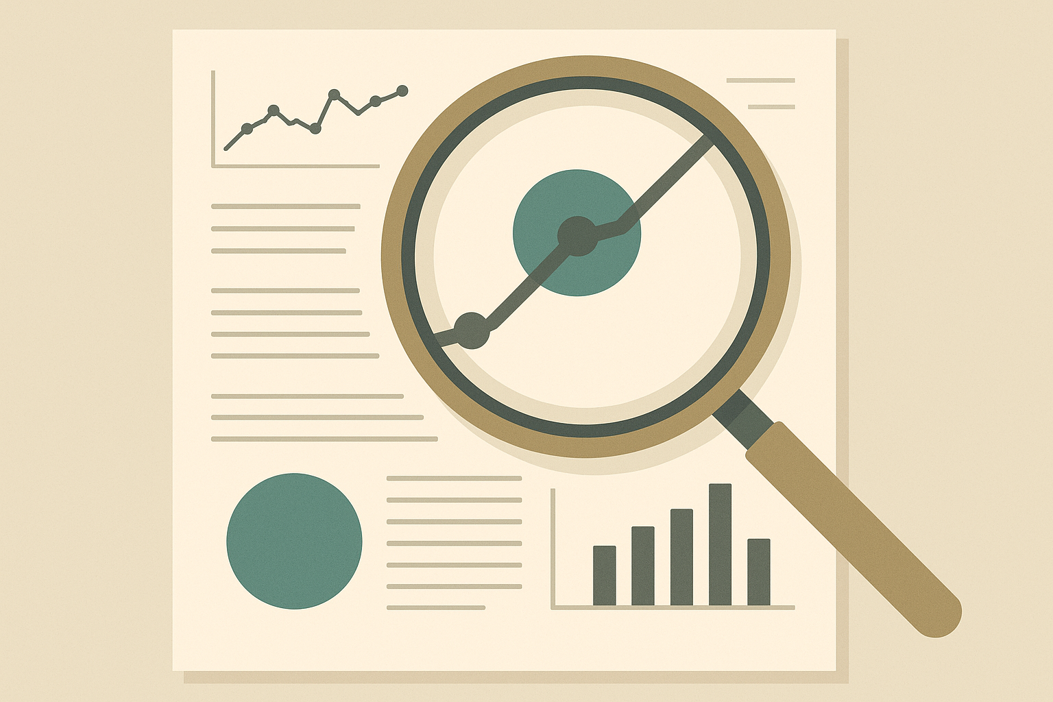 Magnifying glass over scientific document