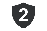 Shield with number 2 representing 2 year warranty in charcoal grey